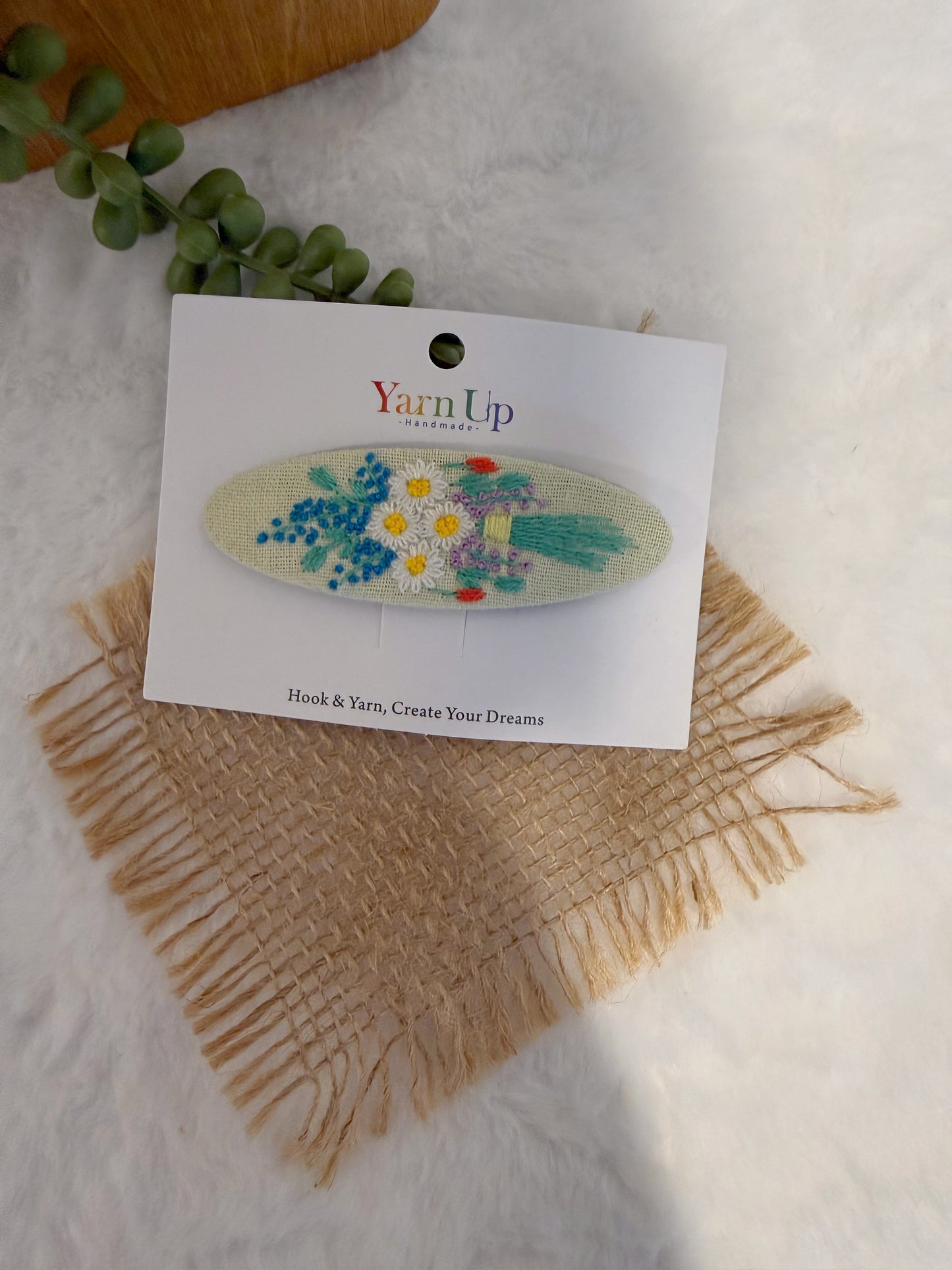 Floral Bouquet Fabric Embroidery Hair Clip