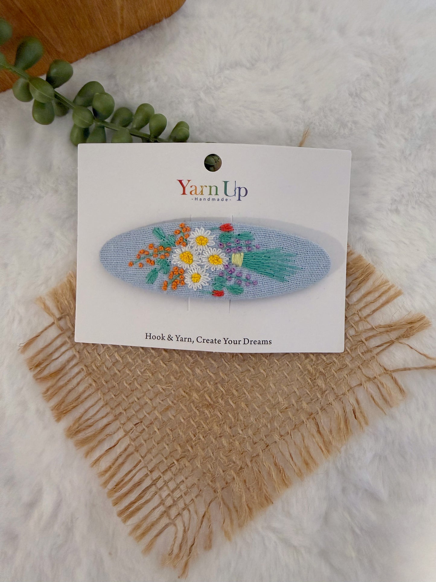Floral Bouquet Fabric Embroidery Hair Clip