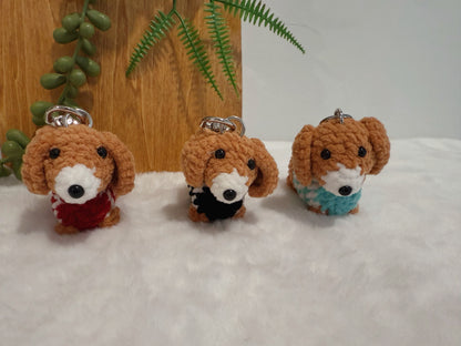 Striped Soft Puppy Key Charm