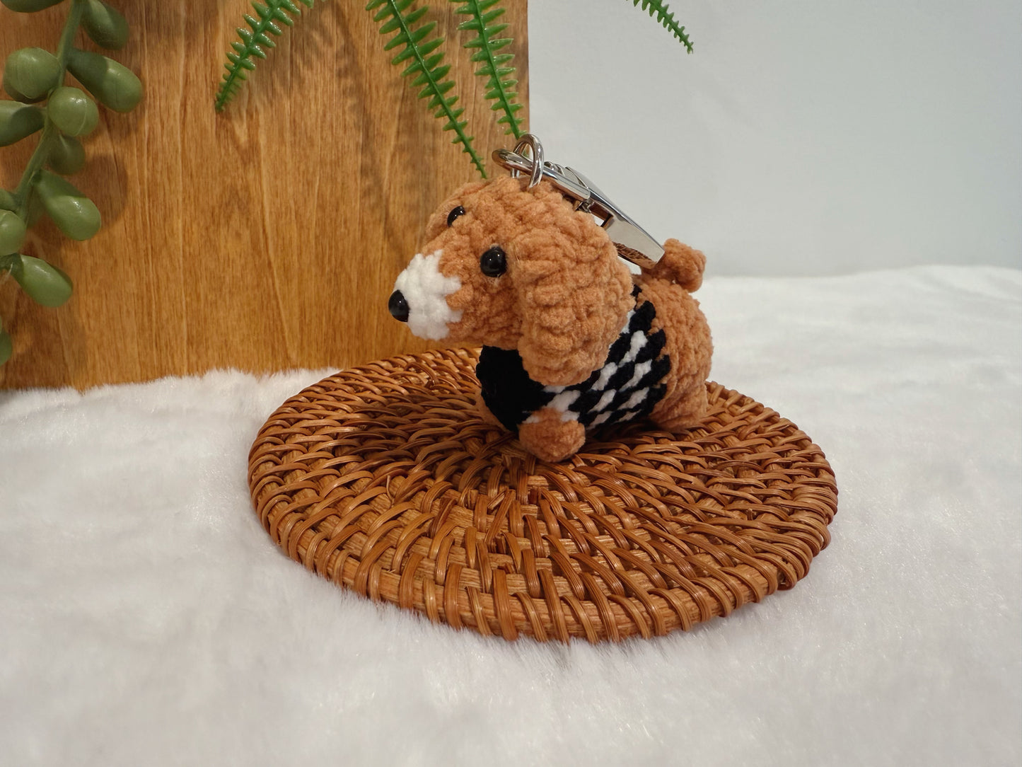 Striped Soft Puppy Key Charm