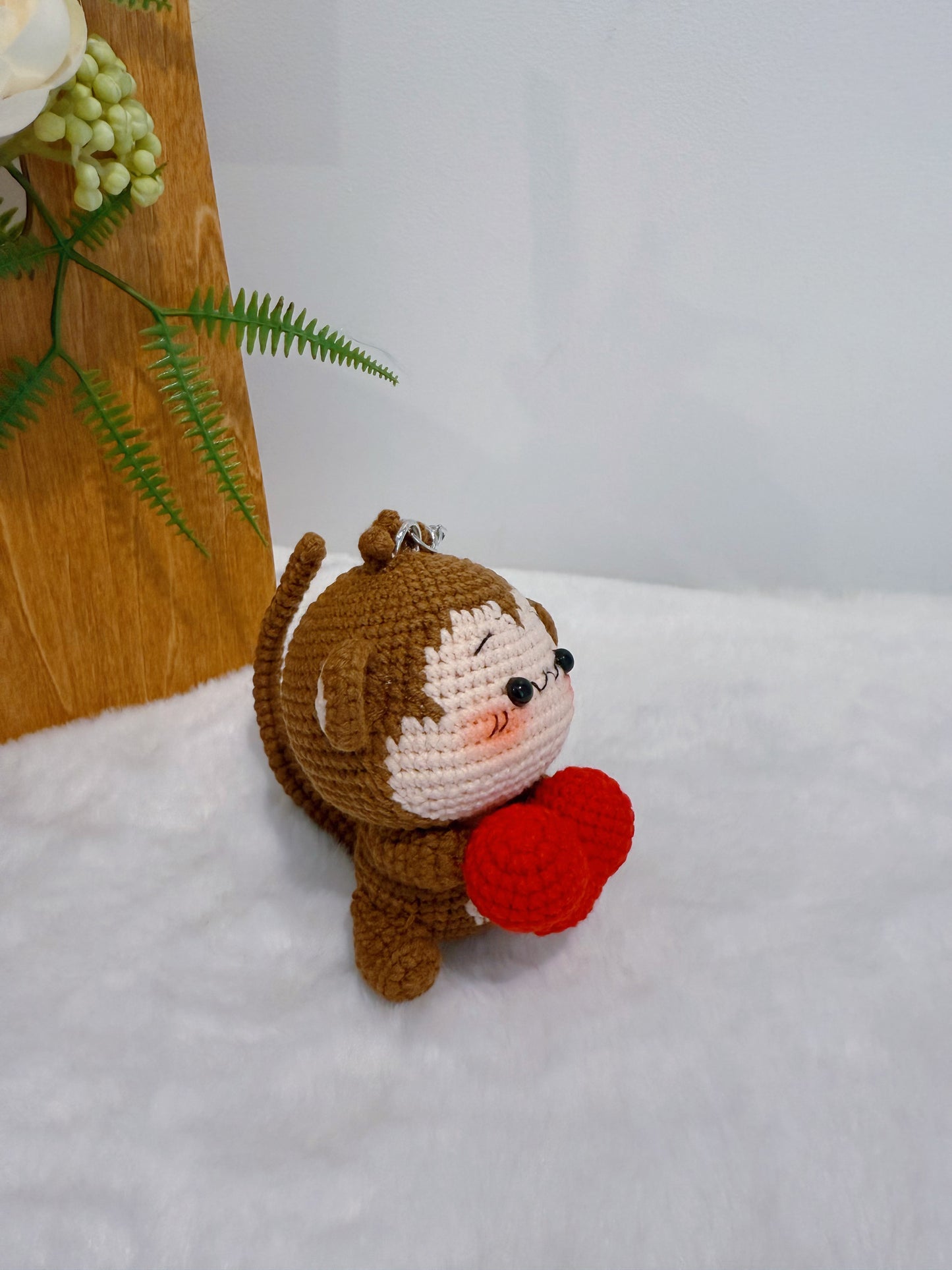 Heart-Holding Monkey Key Charm