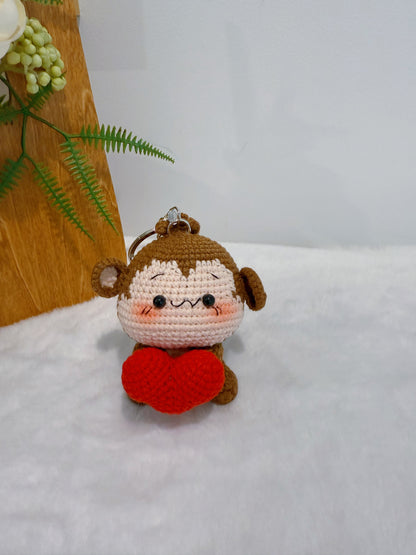 Heart-Holding Monkey Key Charm