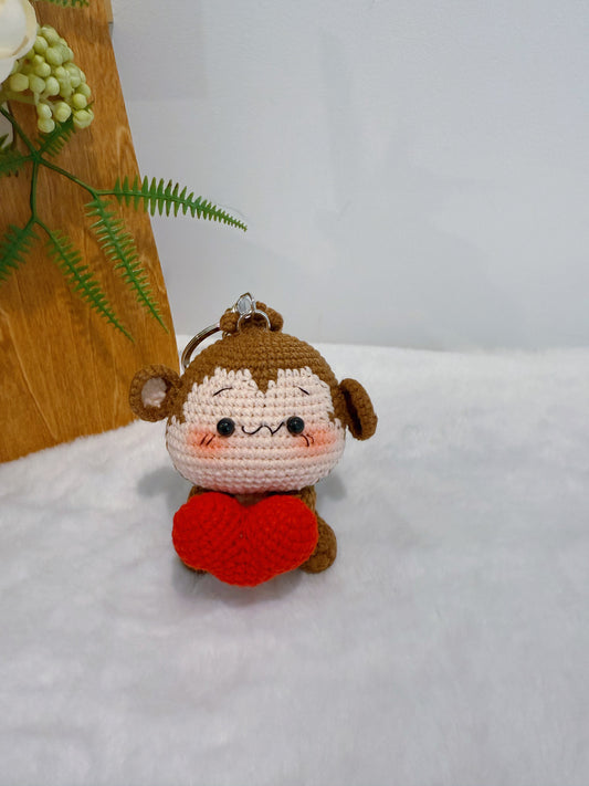 Heart-Holding Monkey Key Charm