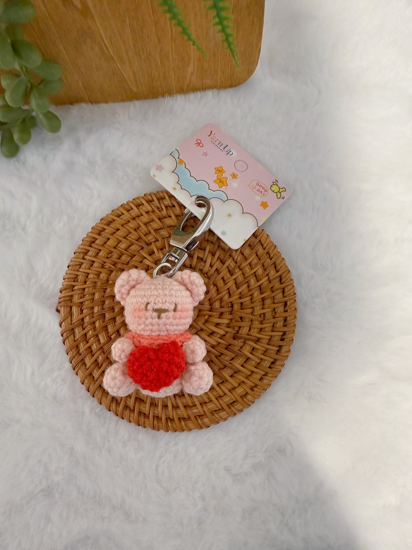 Blush Bear Key Charm
