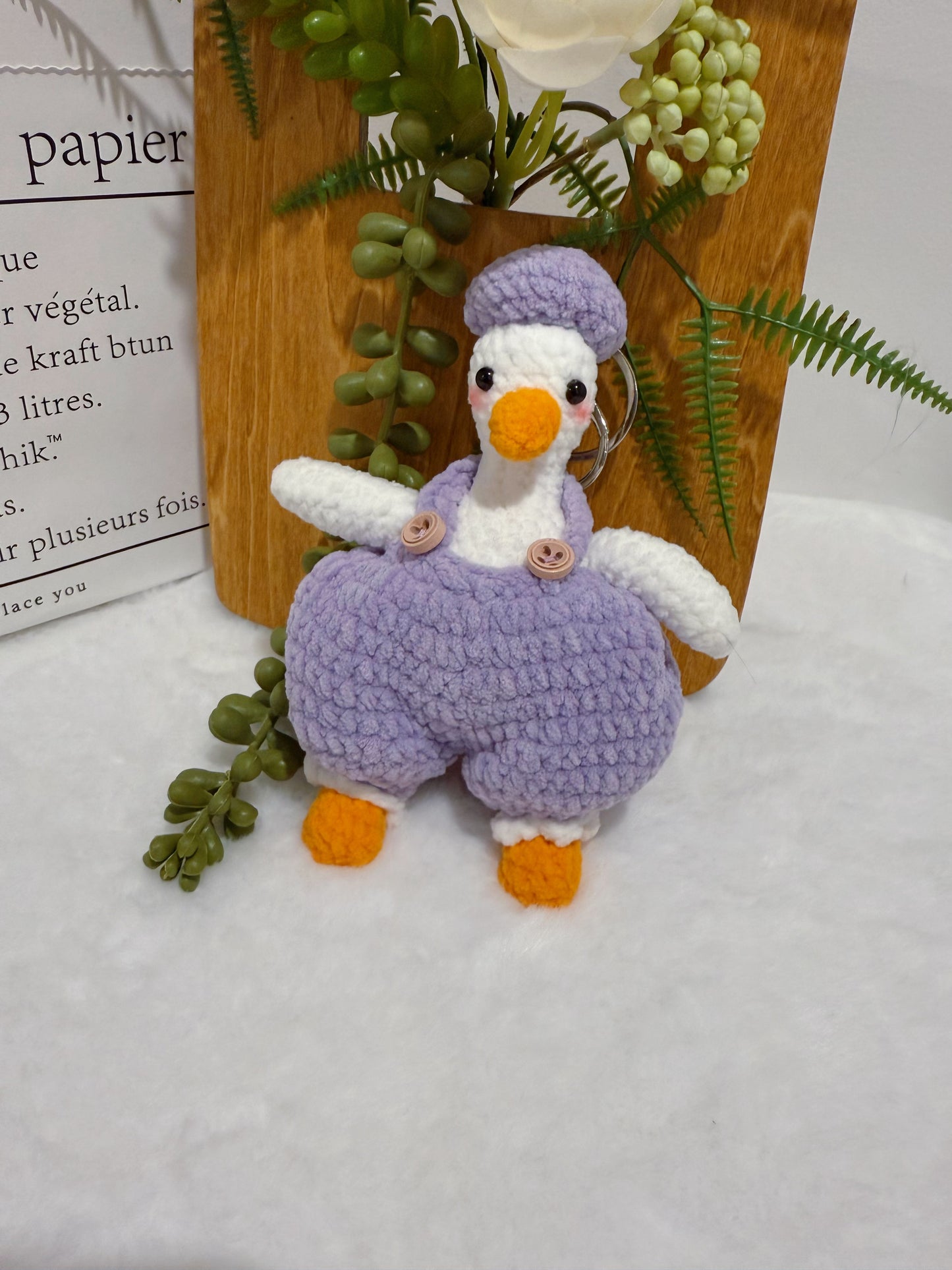 Goose with Baggy Overalls Key Charm