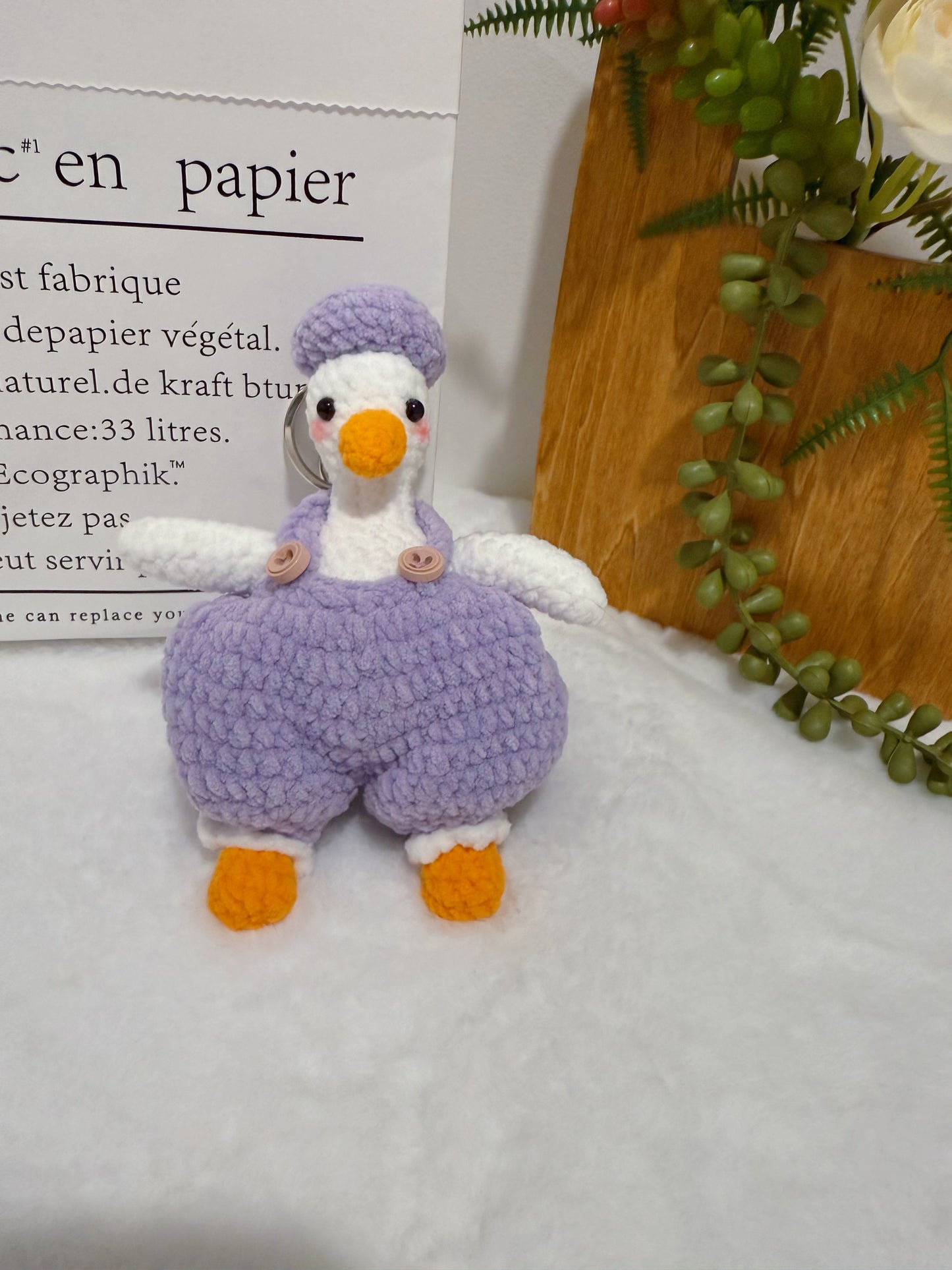 Goose with Baggy Overalls Key Charm