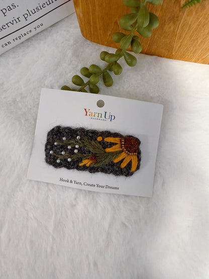 Moonlight Sunflower Embroidery Hair Clip