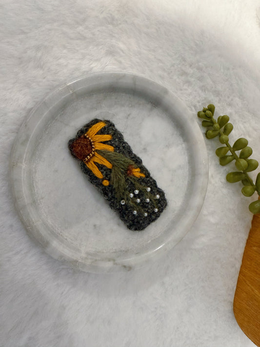 Moonlight Sunflower Embroidery Hair Clip