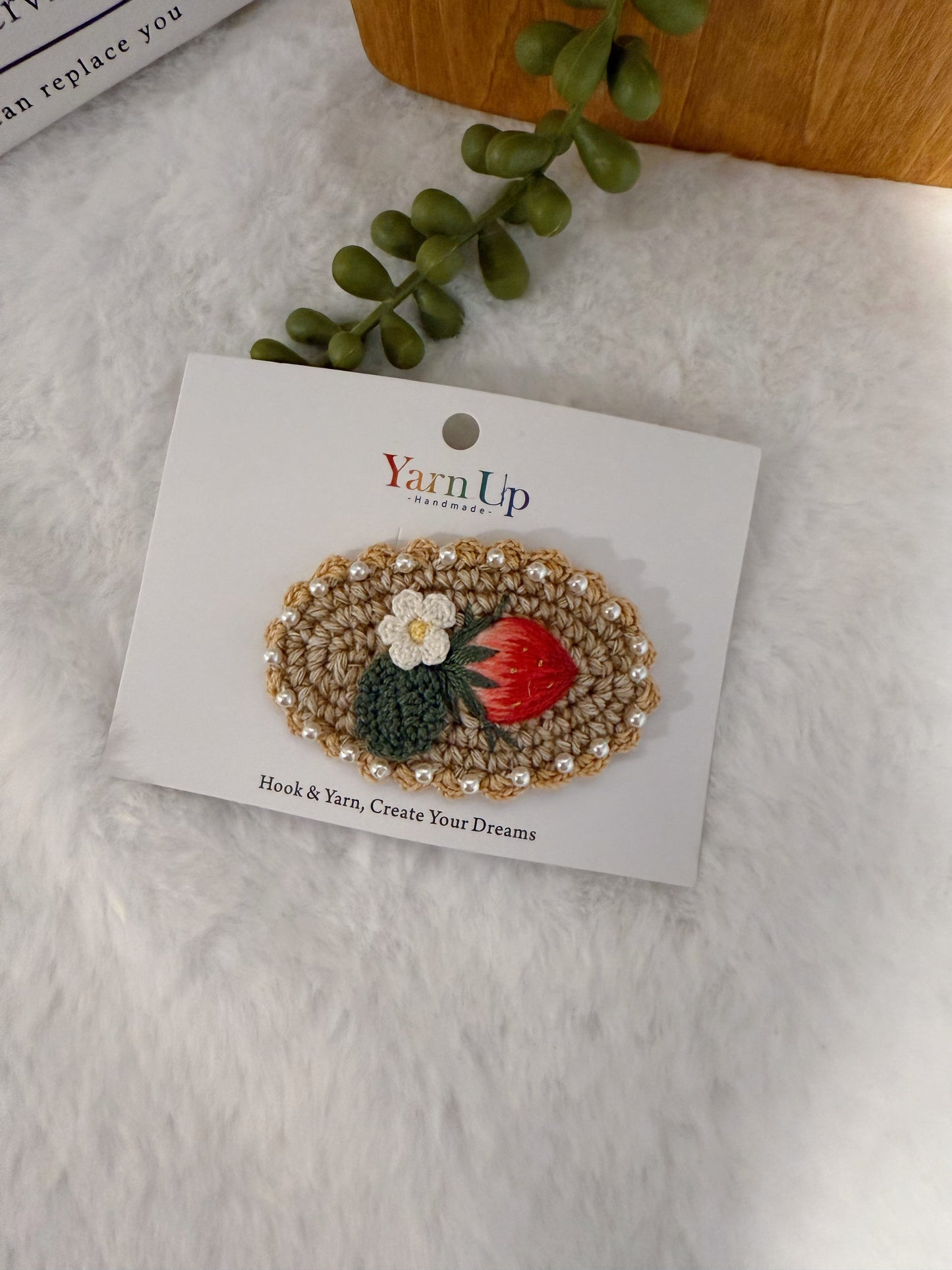 Strawberry & Flower Embroideried Hair Clip